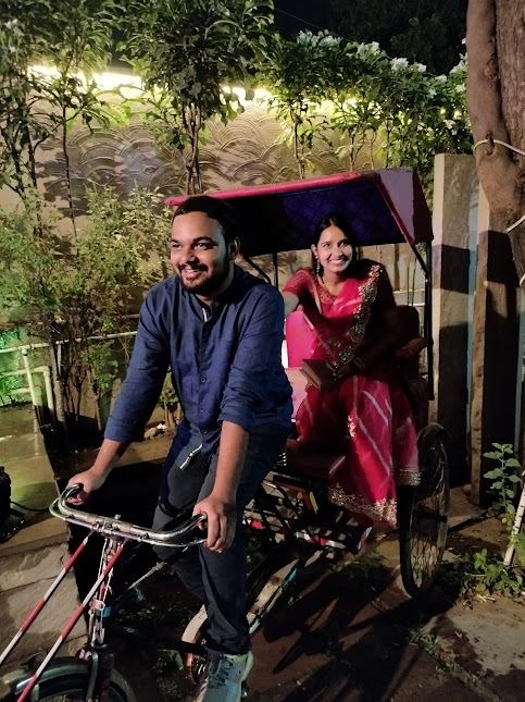 Driving rickshaw with you behind